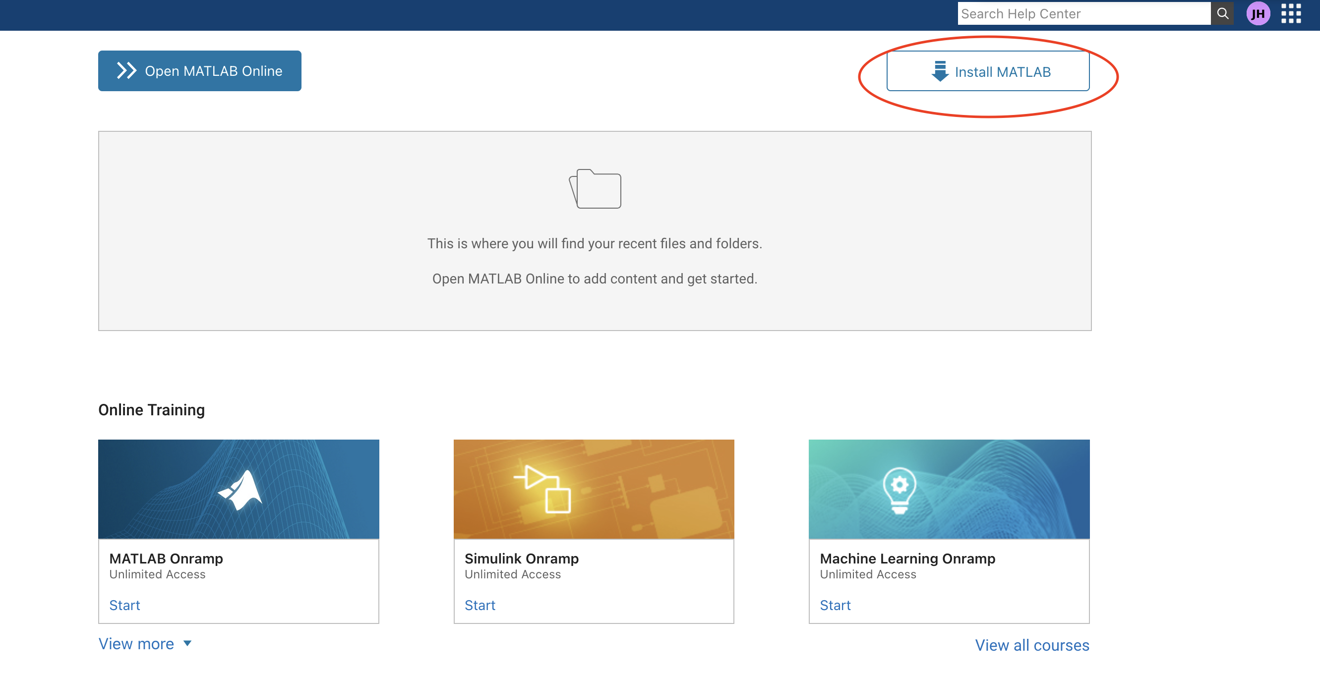 Matlab Login Page